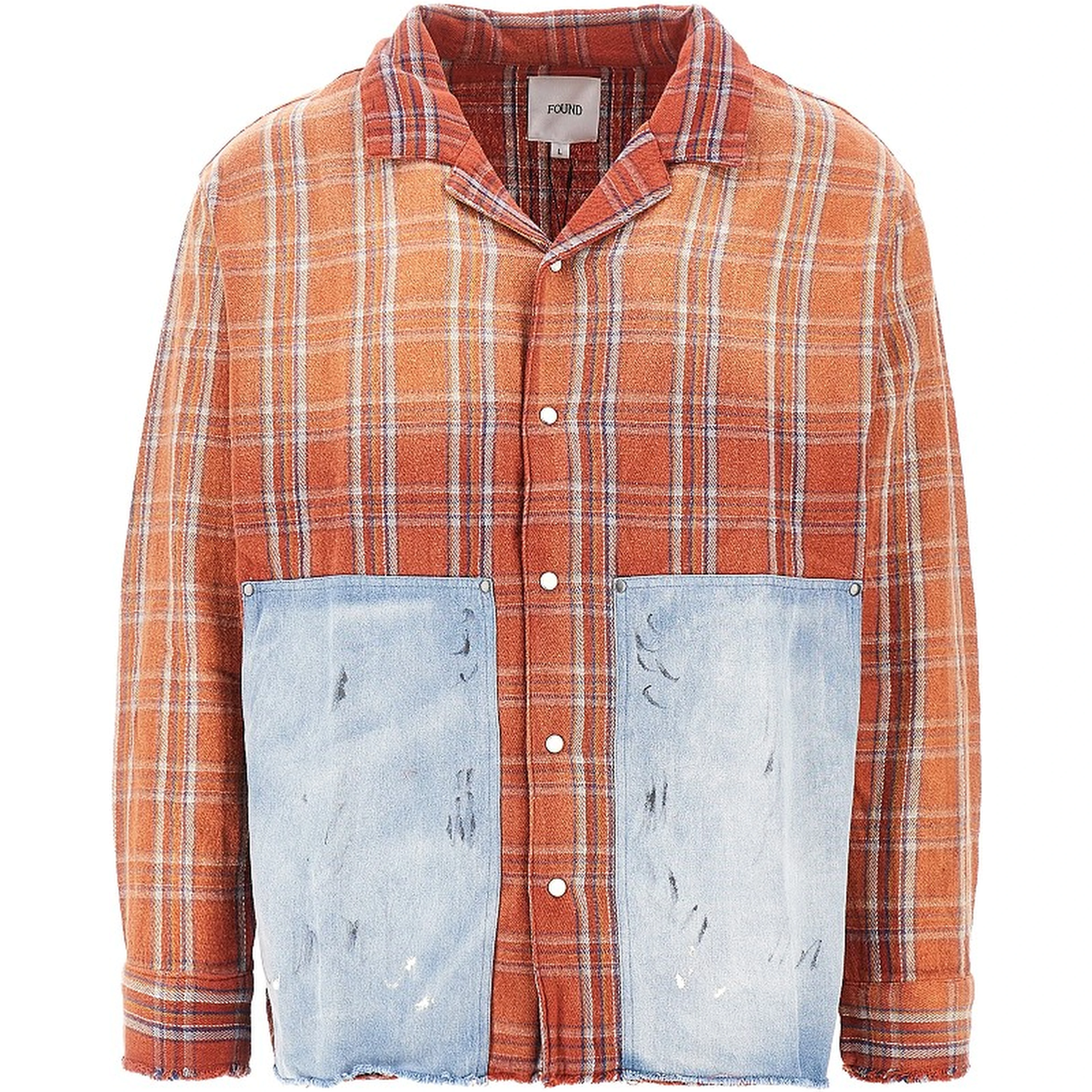 Flannel shirt with denim details