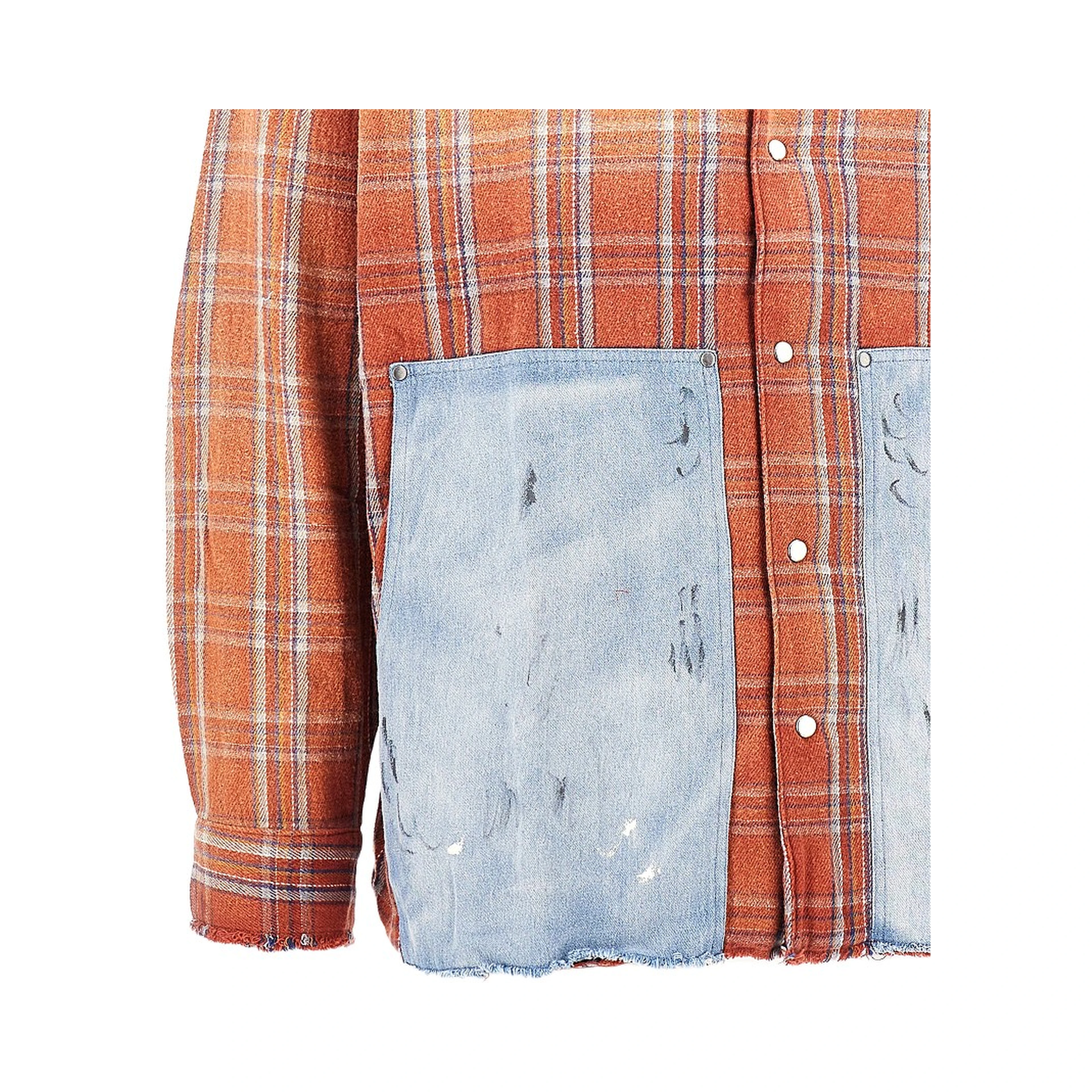 Flannel shirt with denim details