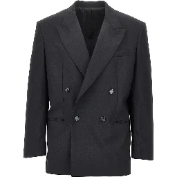 Wool-blend double-breasted jacket
