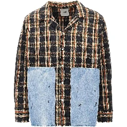 Flannel shirt with denim details