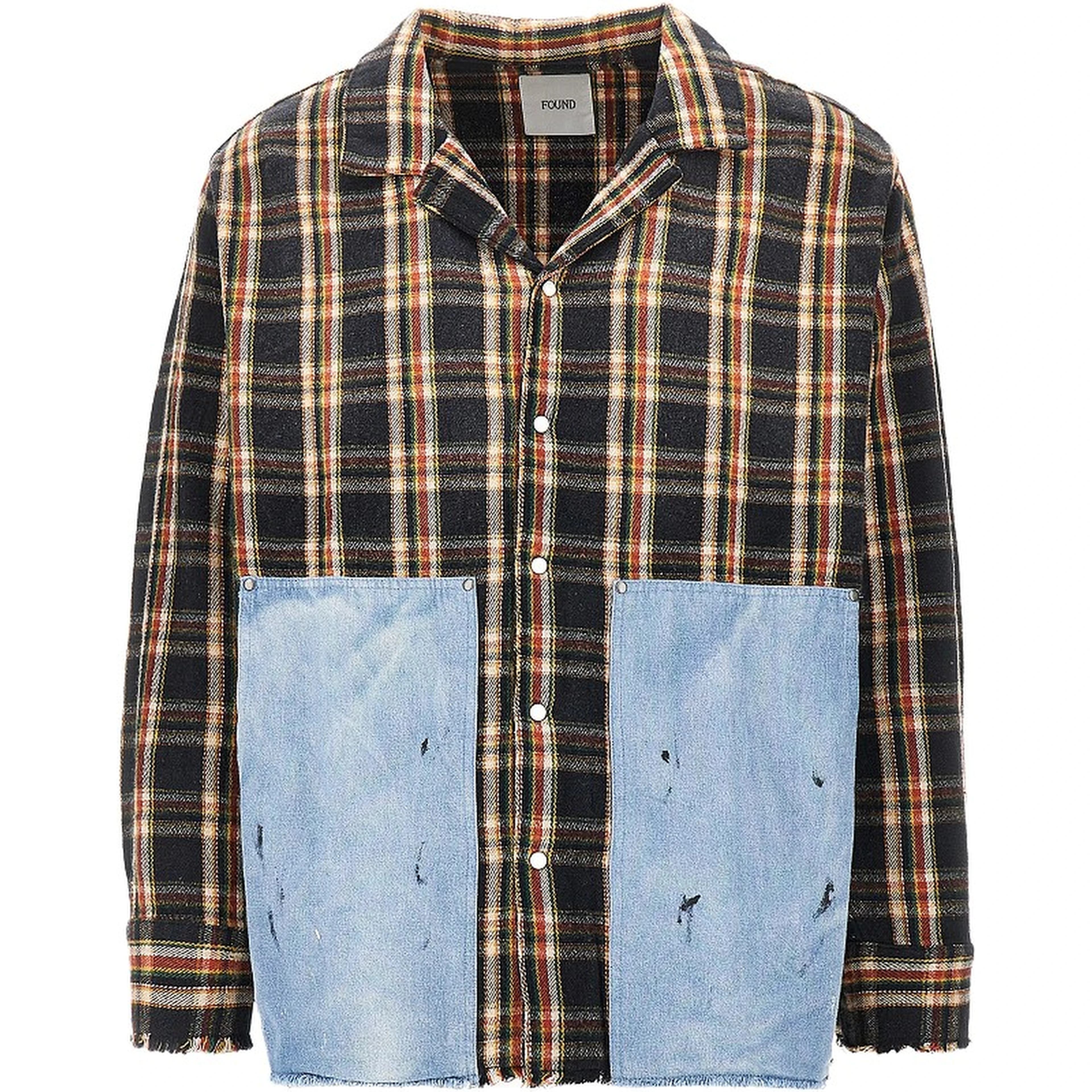 Flannel shirt with denim details