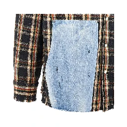 Flannel shirt with denim details