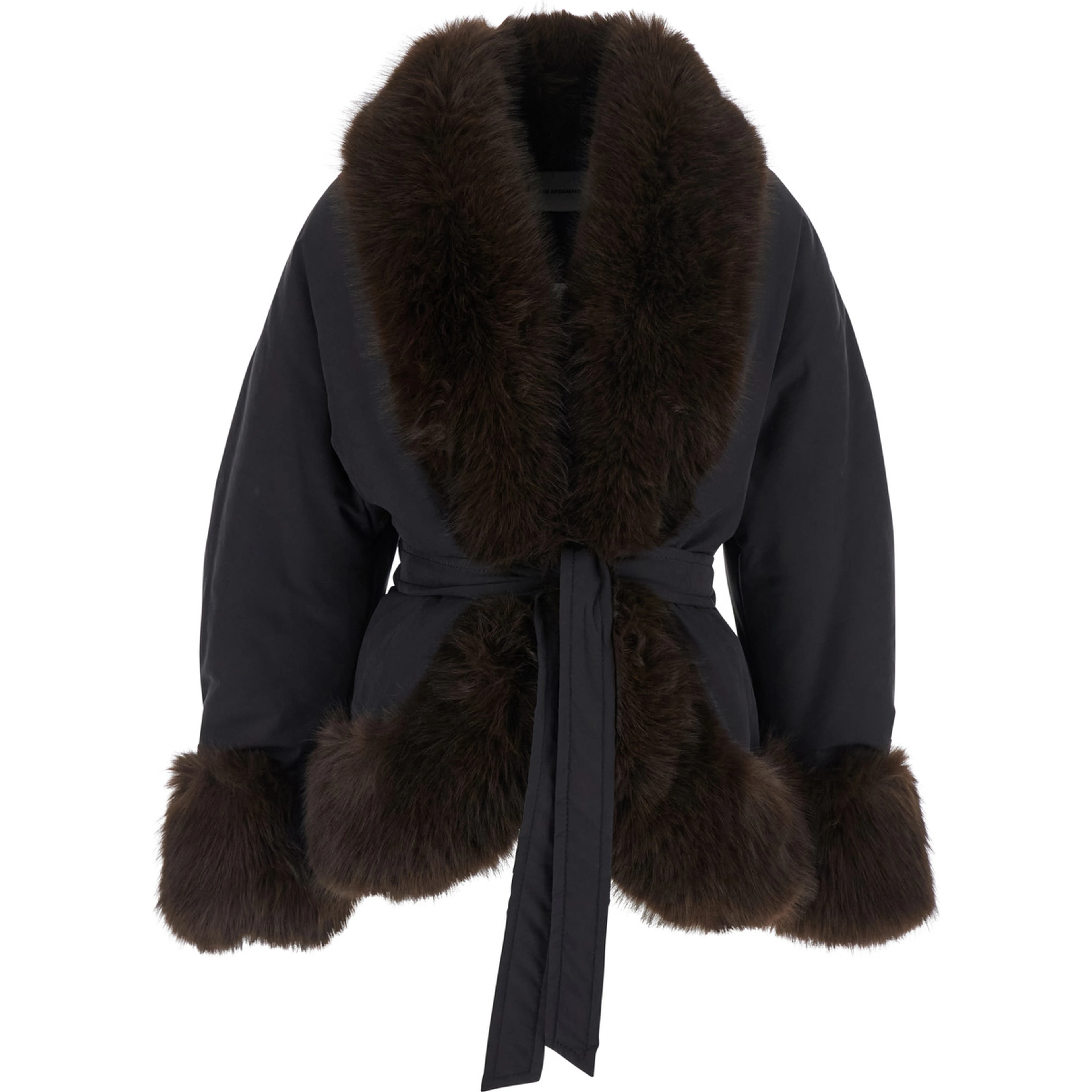 Brina Jacket with synthetic fur details and Tech Fabric, black, women