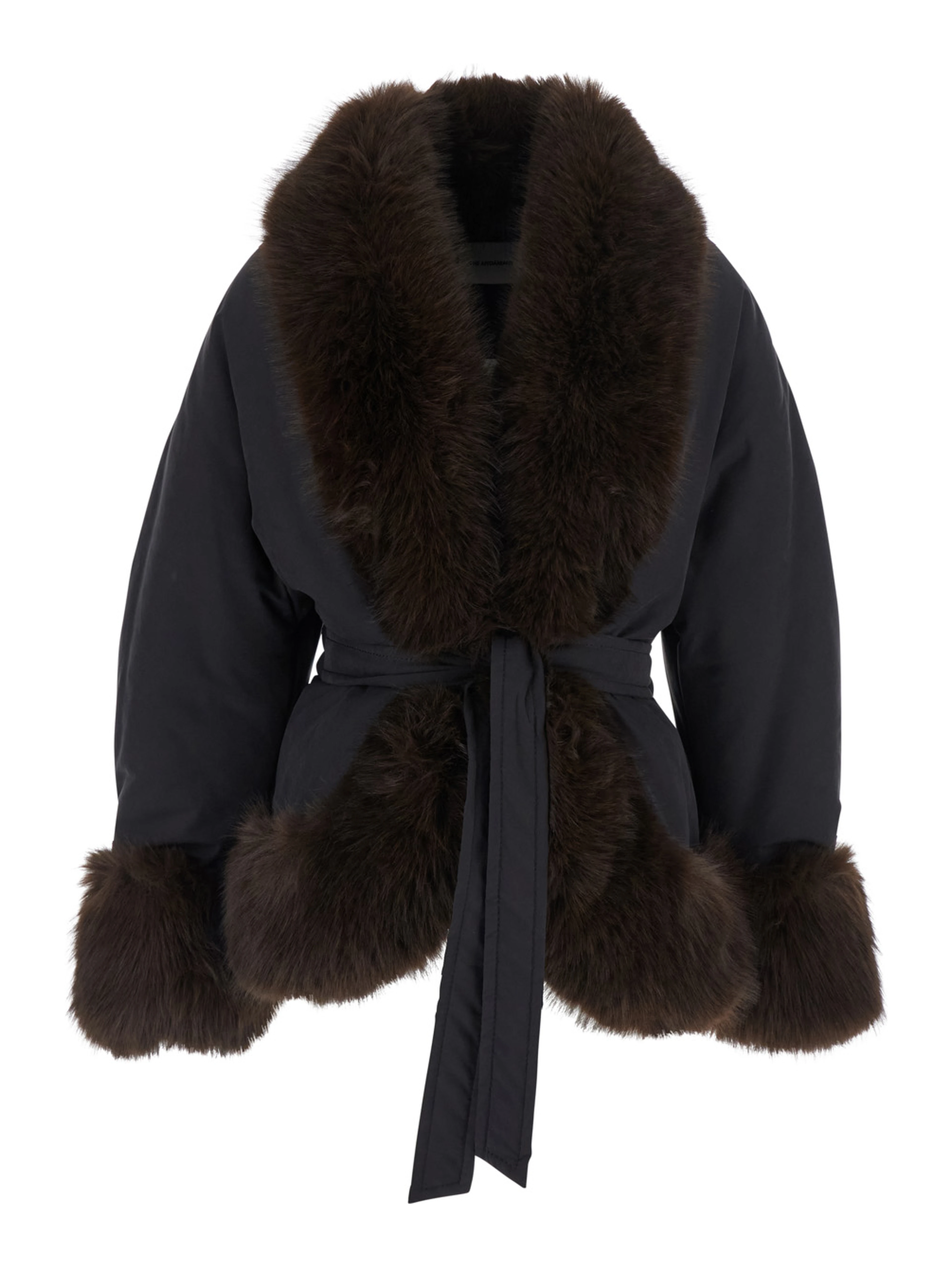 Brina Jacket with synthetic fur details and Tech Fabric, black, women