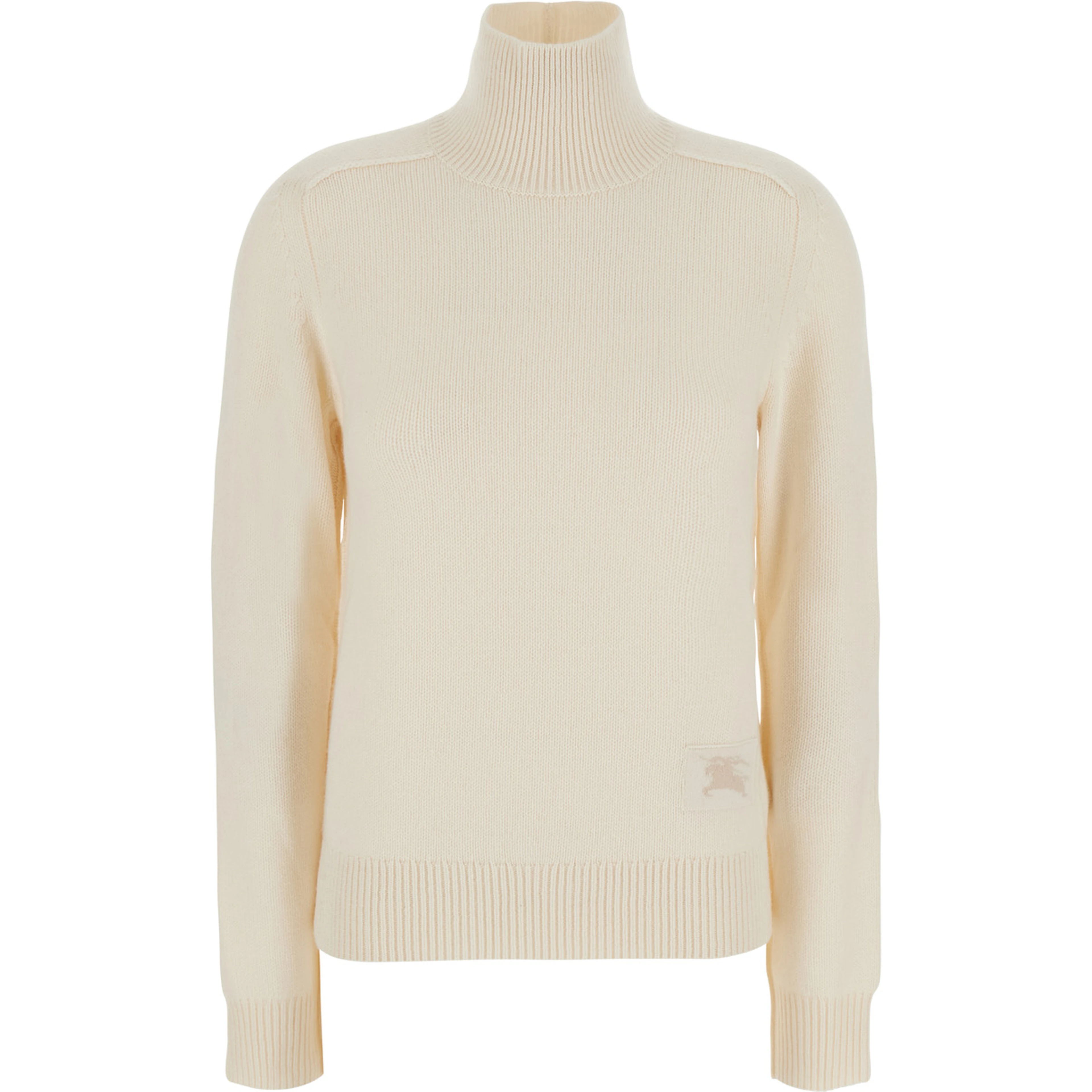 Christina White Sweater with High Neck and EKD Patch on the Front in Cashmere for Women