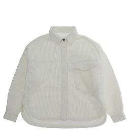J-ROSA OVER SHIRT with collar and long sleeves in White Cotton Girl