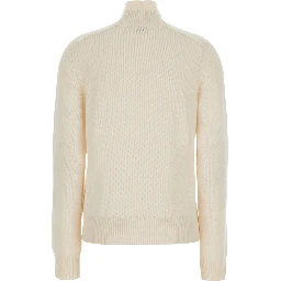 Christina White Sweater with High Neck and EKD Patch on the Front in Cashmere for Women