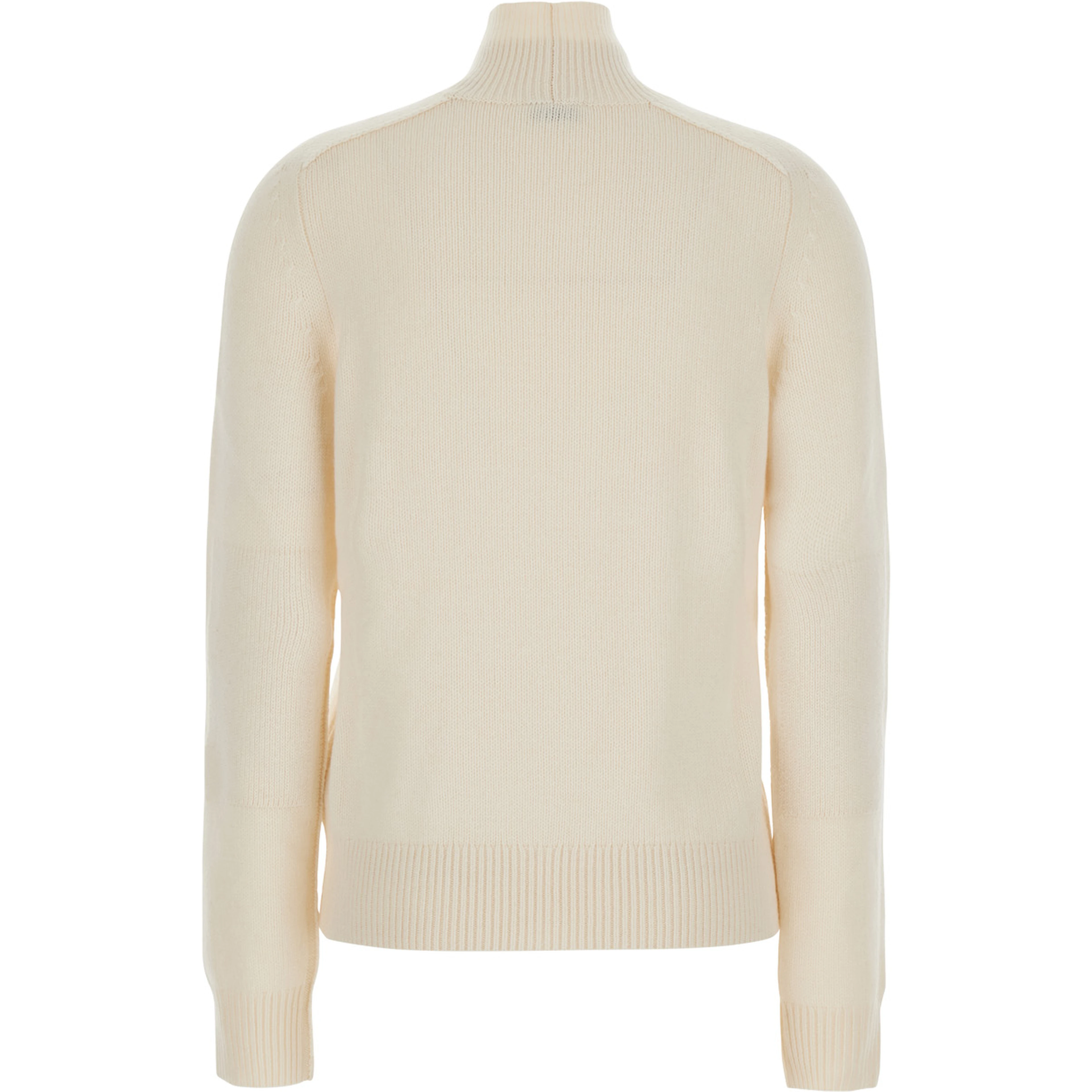 Christina White Sweater with High Neck and EKD Patch on the Front in Cashmere for Women