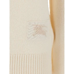 Christina White Sweater with High Neck and EKD Patch on the Front in Cashmere for Women