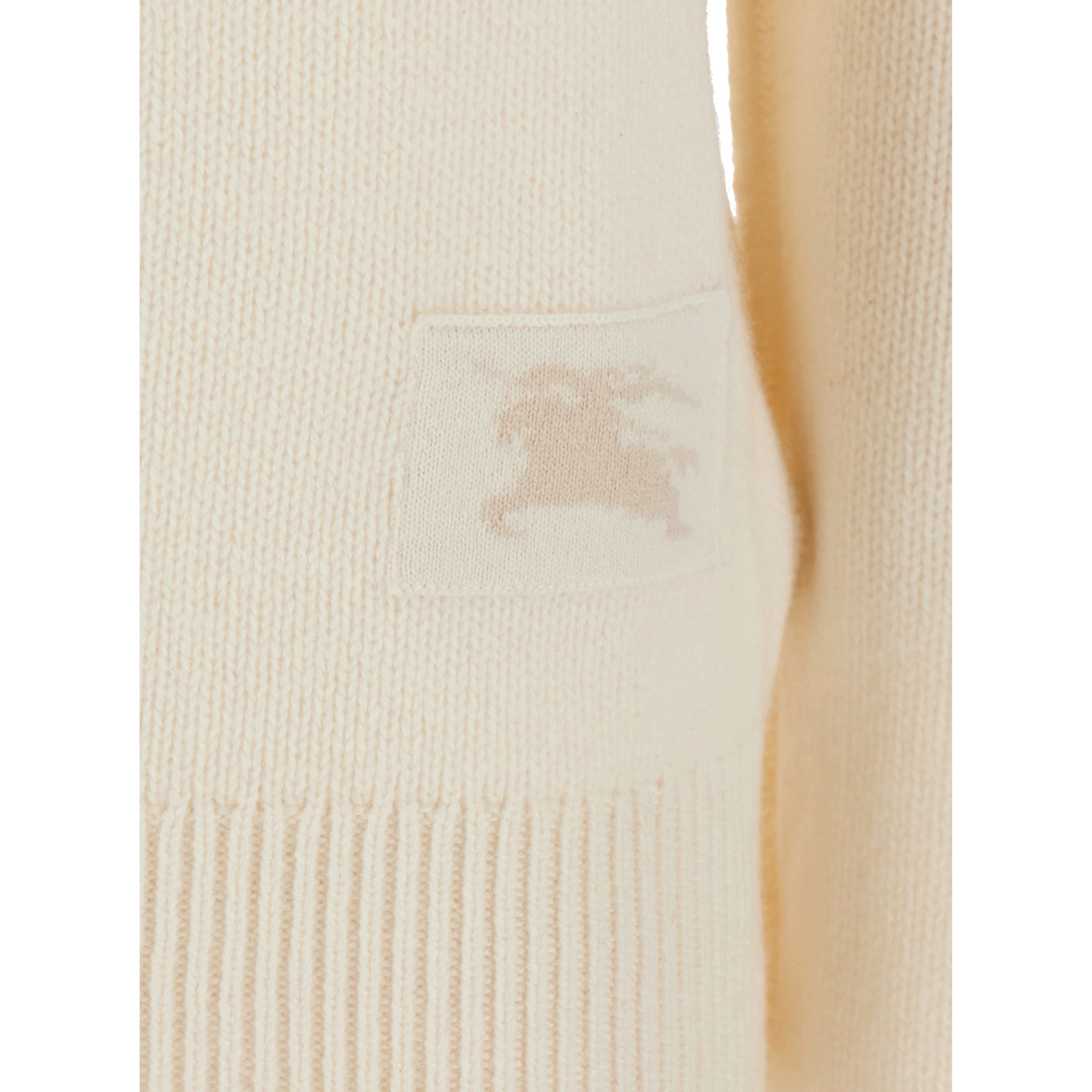 Christina White Sweater with High Neck and EKD Patch on the Front in Cashmere for Women
