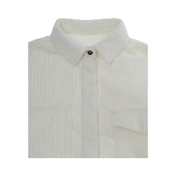 J-ROSA OVER SHIRT with collar and long sleeves in White Cotton Girl