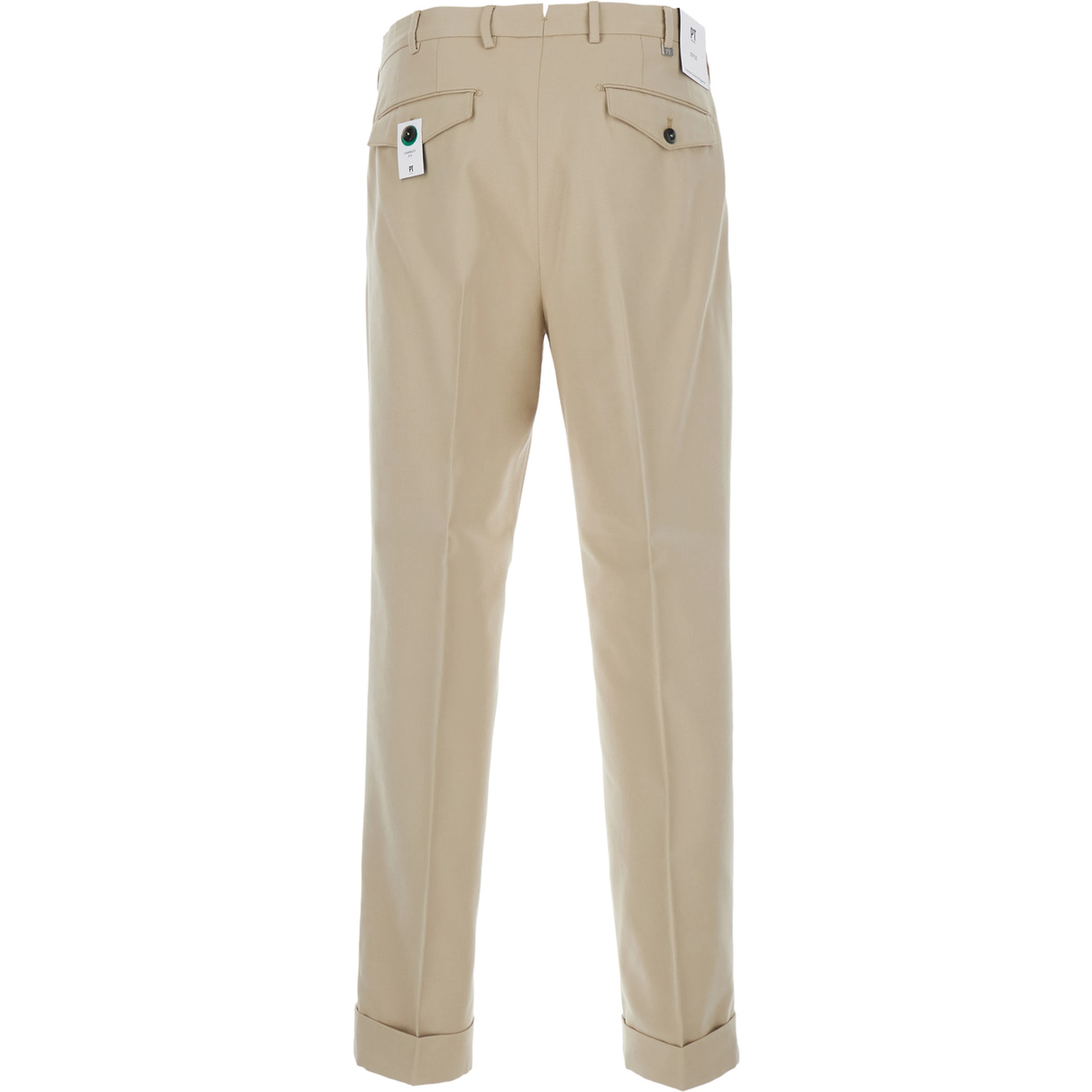 Beige Pants with Belt Loops and Front Pleats in Tech Fabric for Men