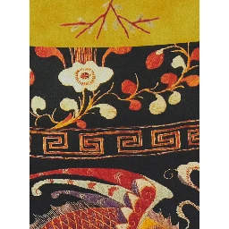 Long midi skirt with multicolored dragon and phoenix print for women