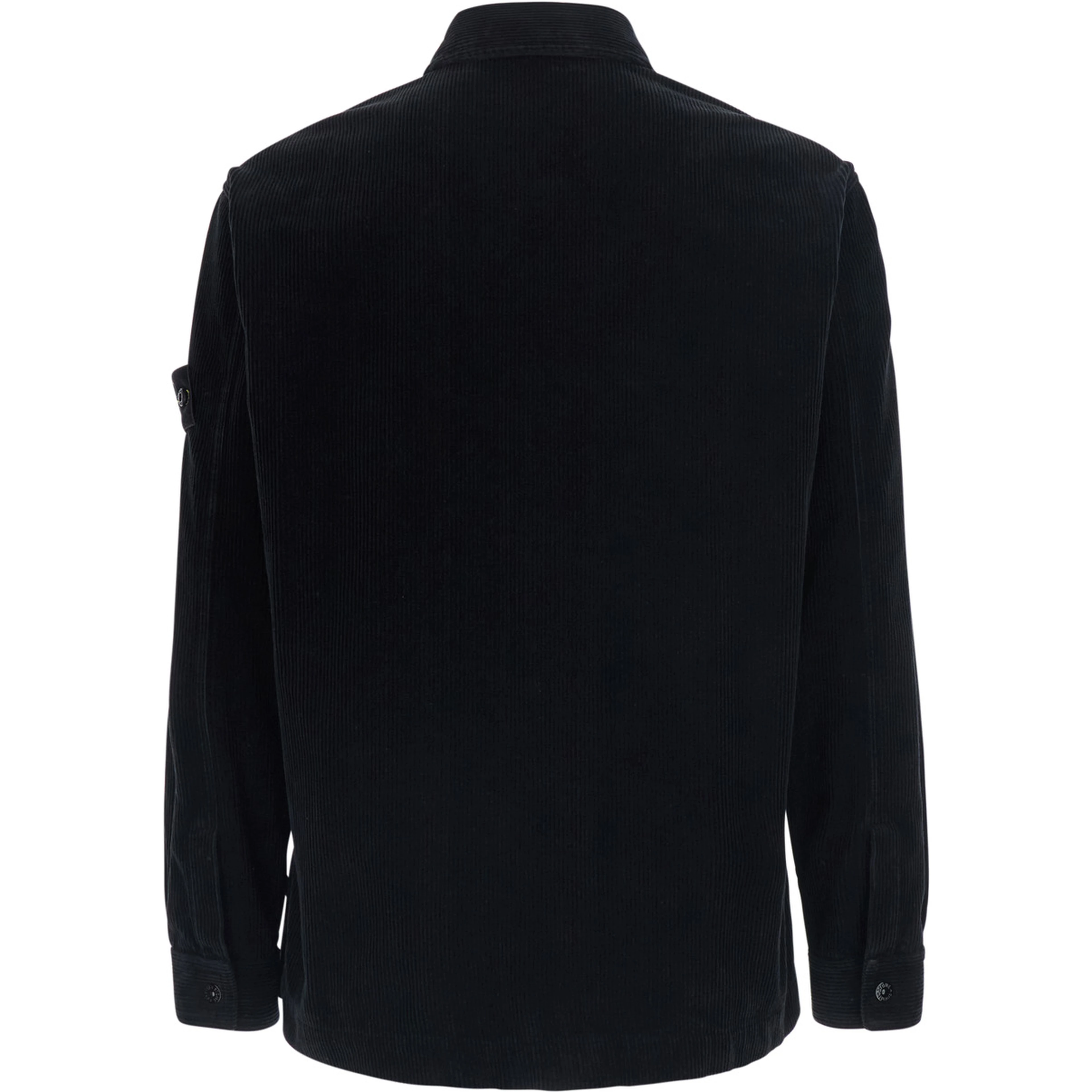 Black Jacket with patch pocket on the front and logo patch on the front in corduroy for men
