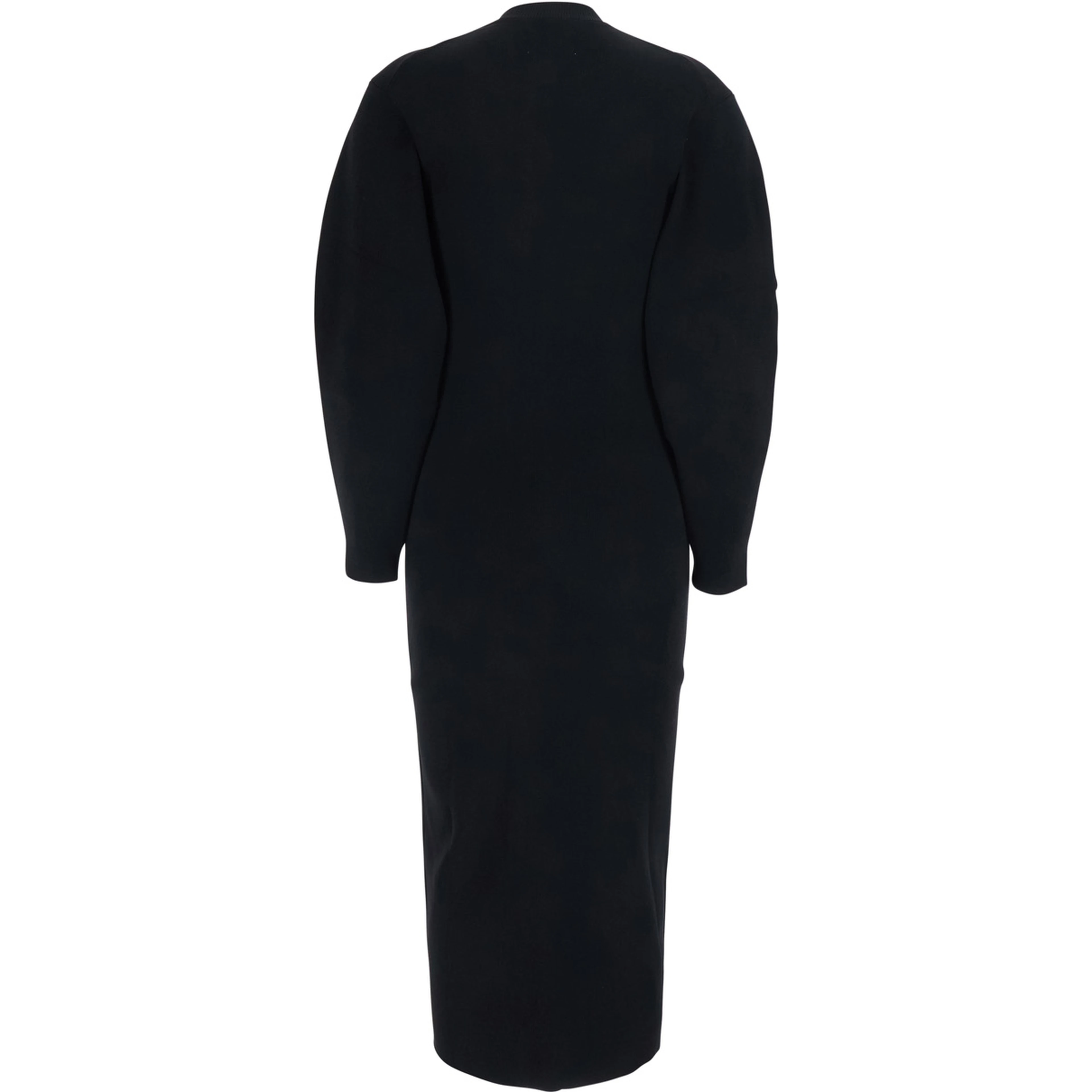 Elena black Long dress with ribbed design and wide long sleeves in viscose blend women