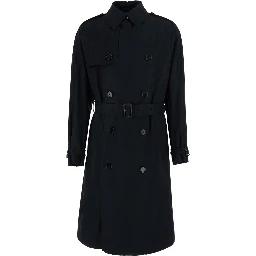Jared Black Trench with front belt and classic collar in cotton for men