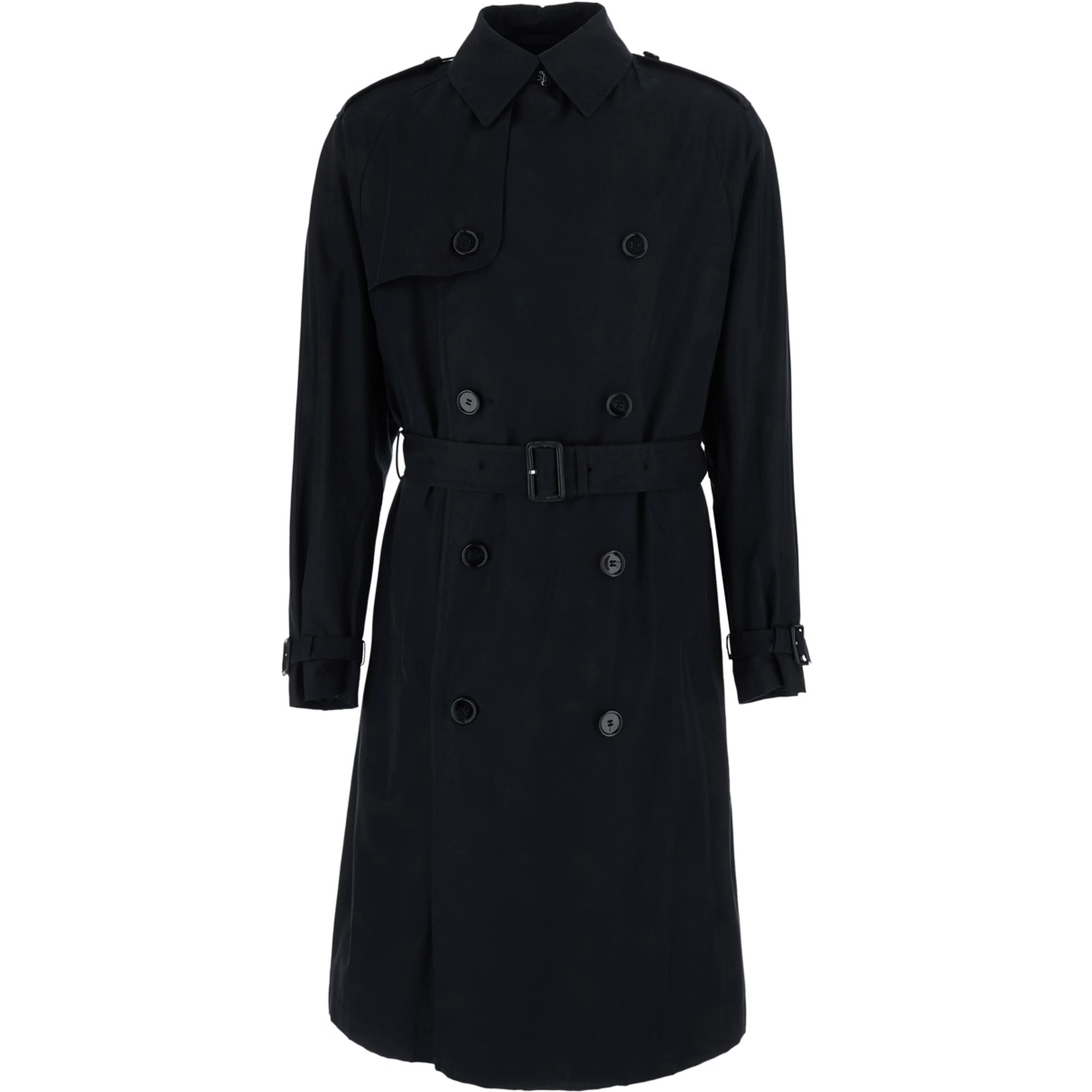 Jared Black Trench with front belt and classic collar in cotton for men