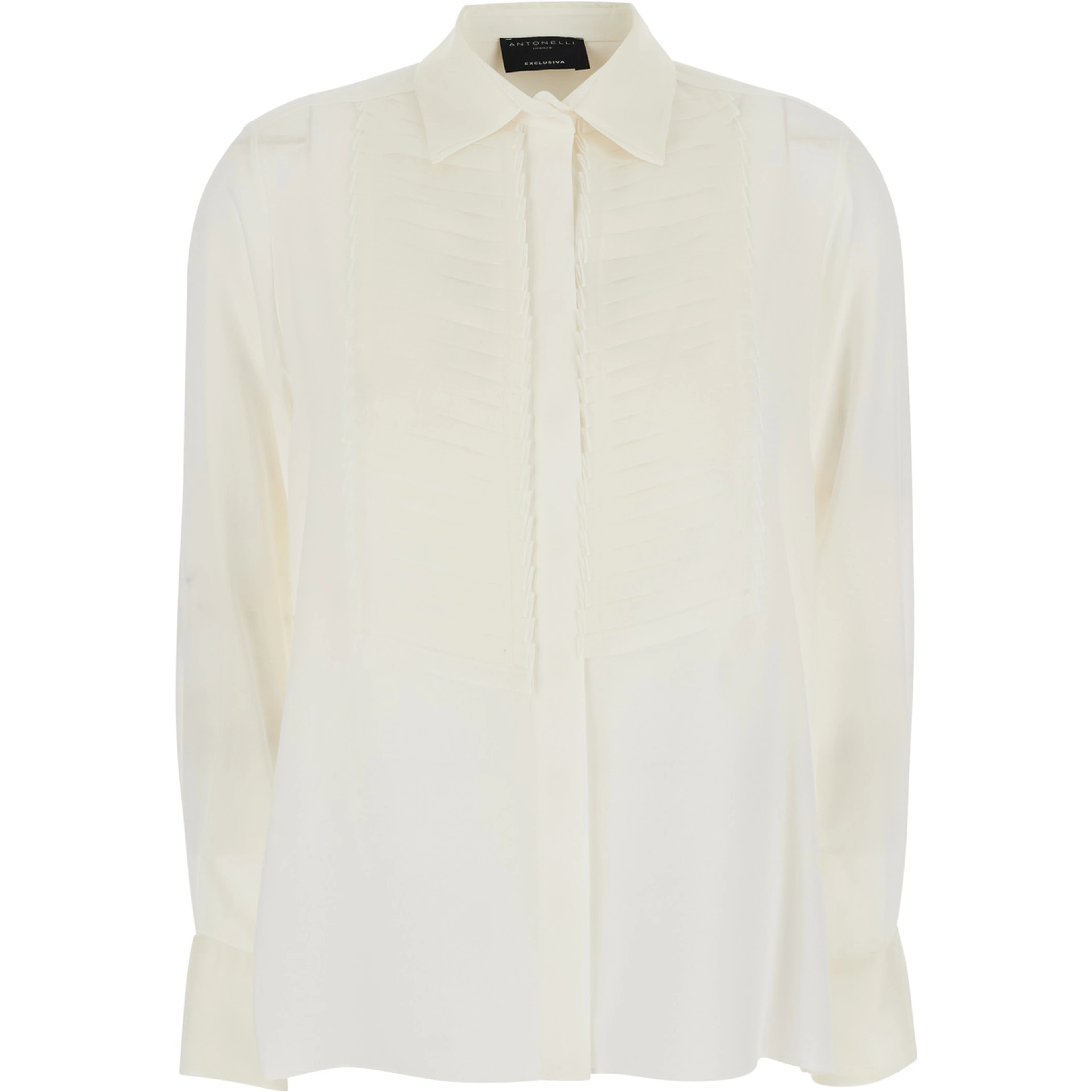Shirt ANICE with classic collar and long sleeves in white cotton for women