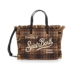 Shoulder bag COLETTE WOOL N characterized by a tartan design with a distinctive logo and a finish in Tech Fabric. Color Beige. Unisex.
