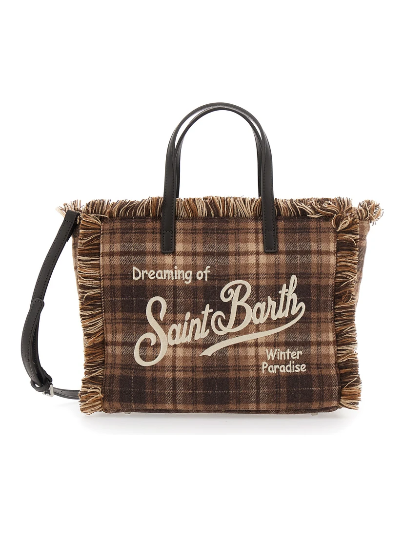 Shoulder bag COLETTE WOOL N characterized by a tartan design with a distinctive logo and a finish in Tech Fabric. Color Beige. Unisex.