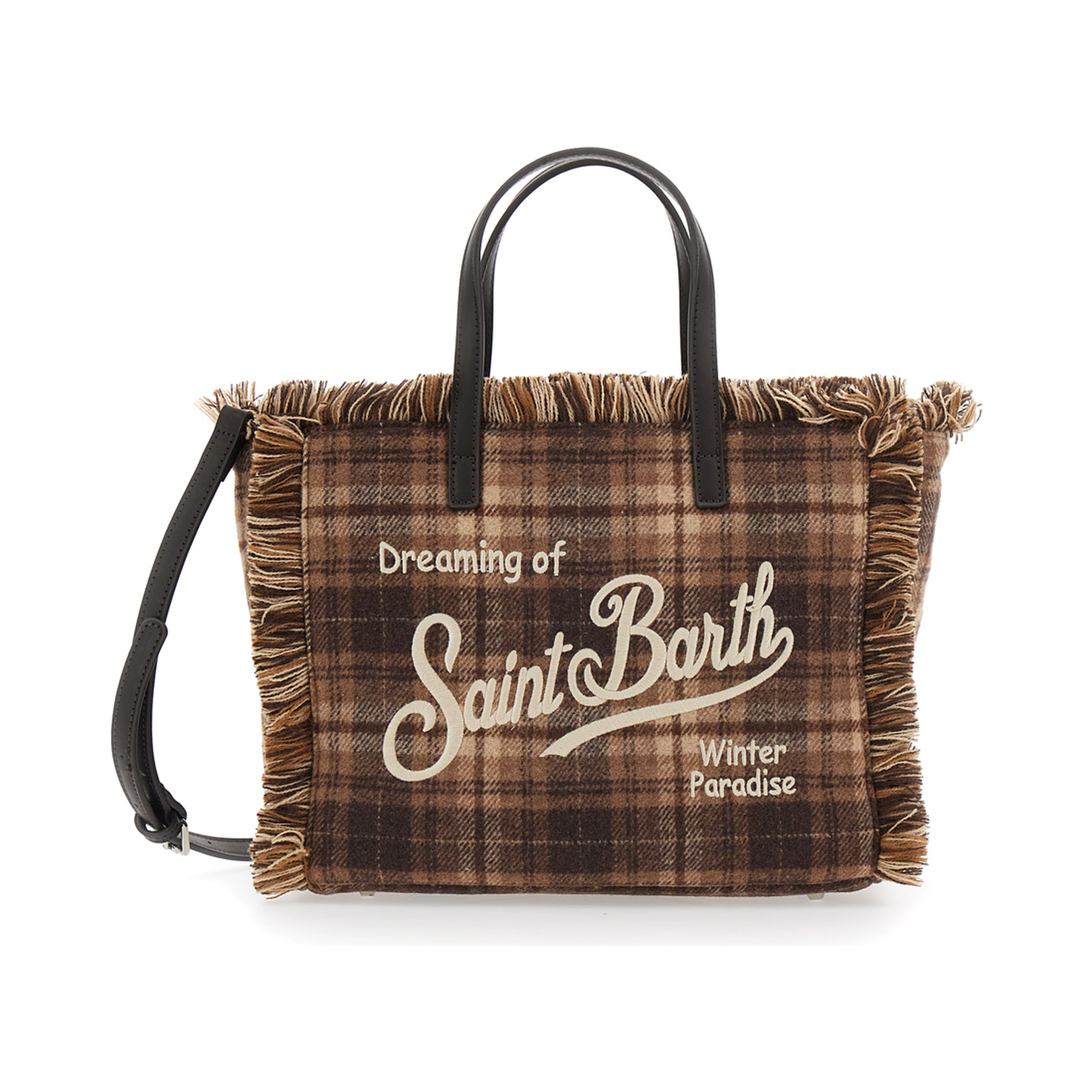 Shoulder bag COLETTE WOOL N characterized by a tartan design with a distinctive logo and a finish in Tech Fabric. Color Beige. Unisex.