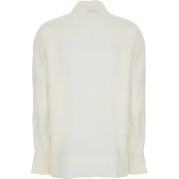 Shirt ANICE with classic collar and long sleeves in white cotton for women