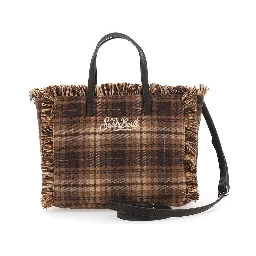 Shoulder bag COLETTE WOOL N characterized by a tartan design with a distinctive logo and a finish in Tech Fabric. Color Beige. Unisex.