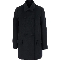 Short double-breasted jacket in black tech fabric for women