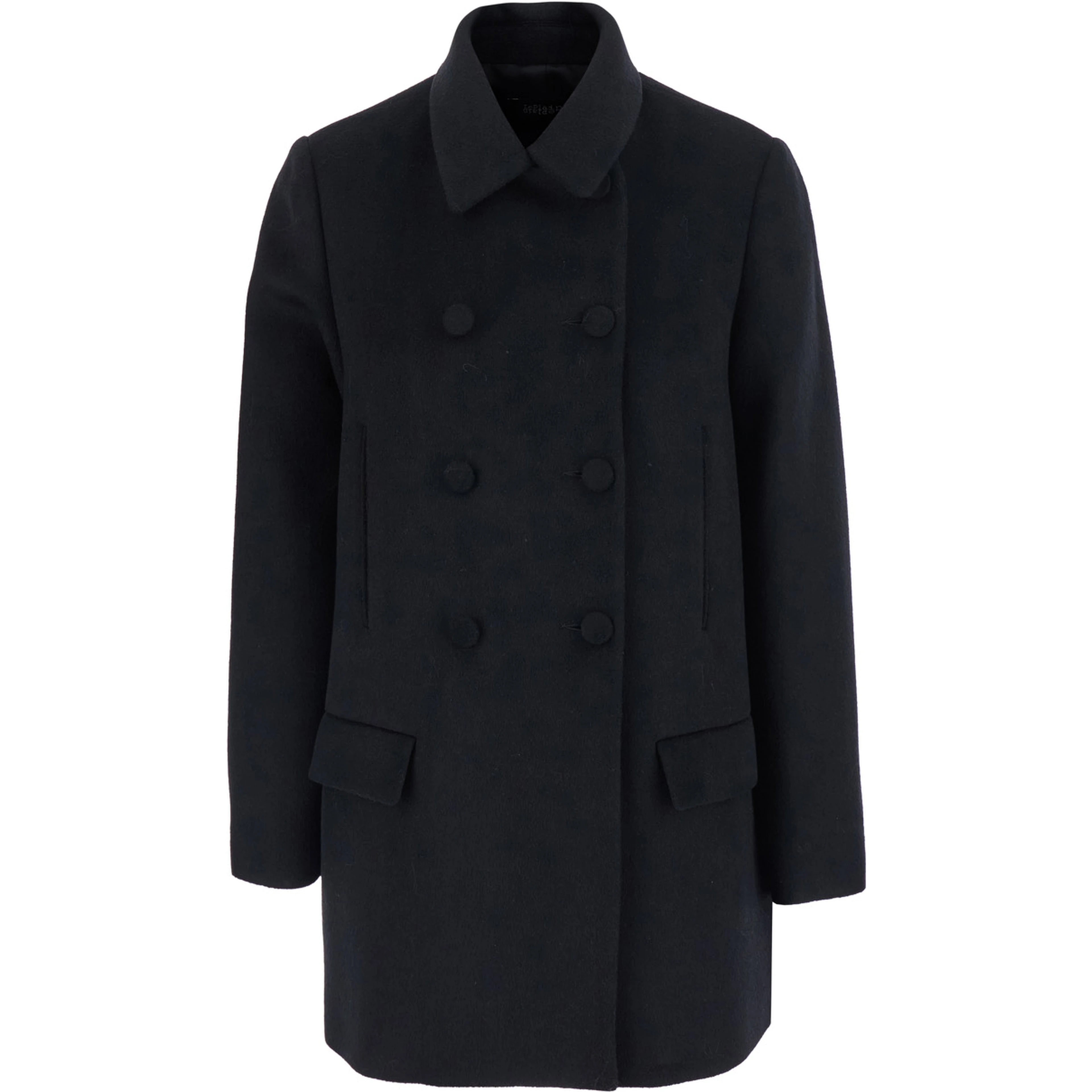 Short double-breasted jacket in black tech fabric for women