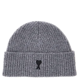 Beanie with AMI de Coeur logo and soft fabric in gray unisex