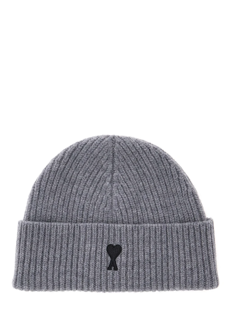 Beanie with AMI de Coeur logo and soft fabric in gray unisex