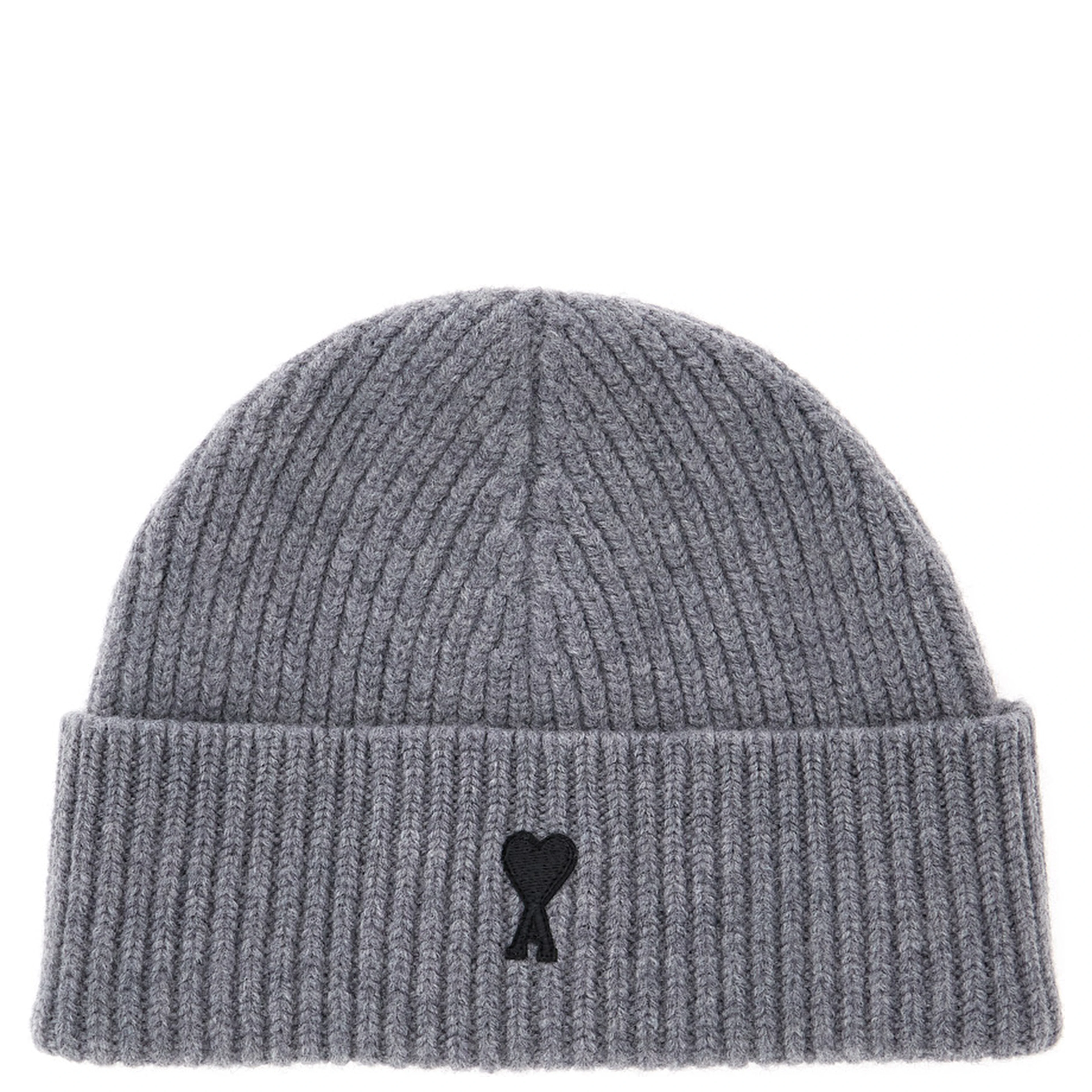 Beanie with AMI de Coeur logo and soft fabric in gray unisex