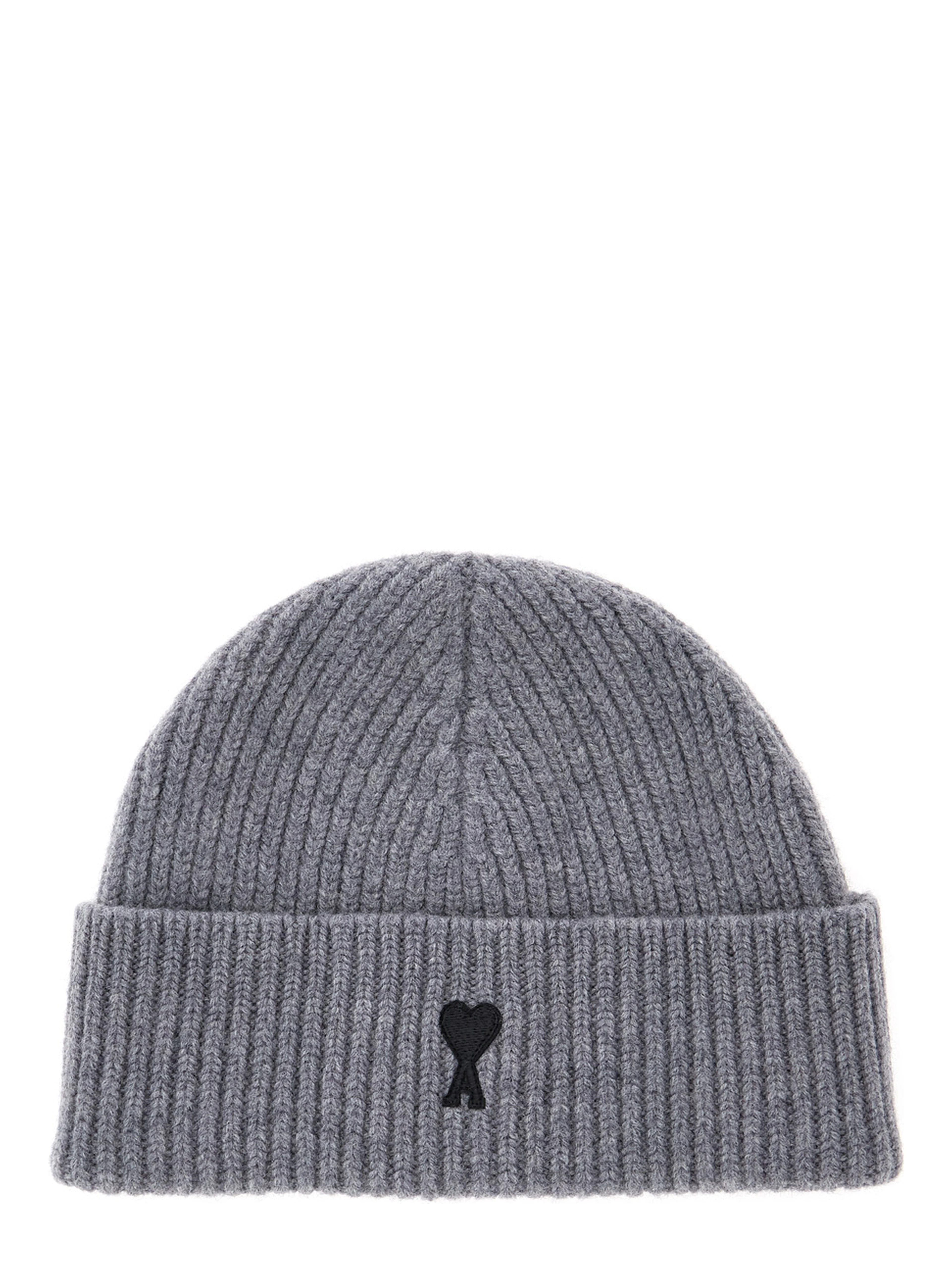 Beanie with AMI de Coeur logo and soft fabric in gray unisex