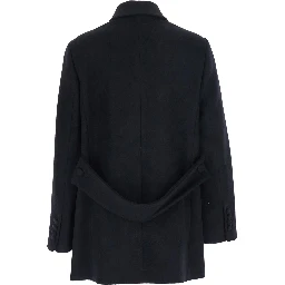 Short double-breasted jacket in black tech fabric for women
