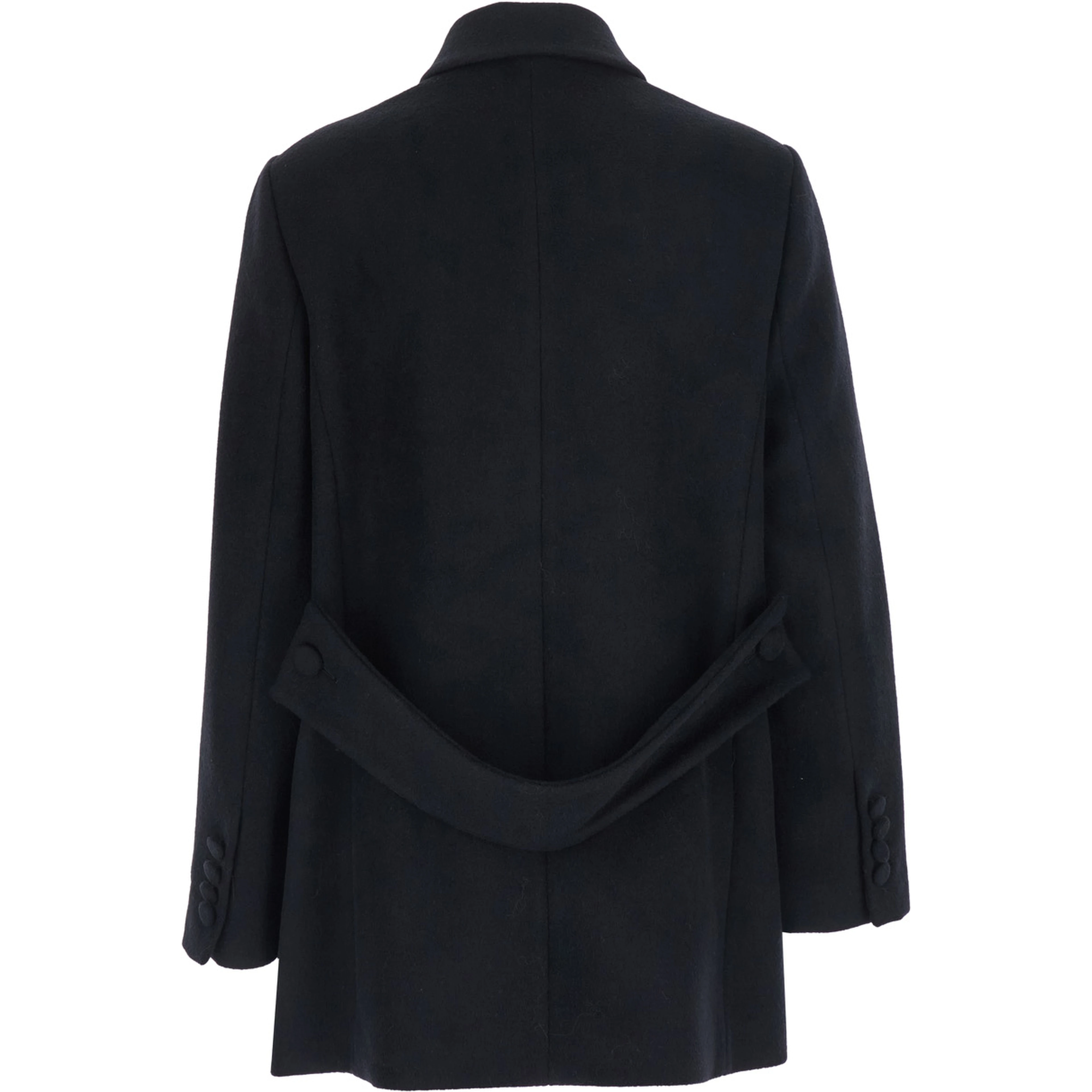 Short double-breasted jacket in black tech fabric for women