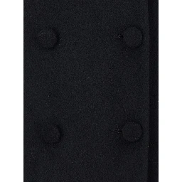 Short double-breasted jacket in black tech fabric for women
