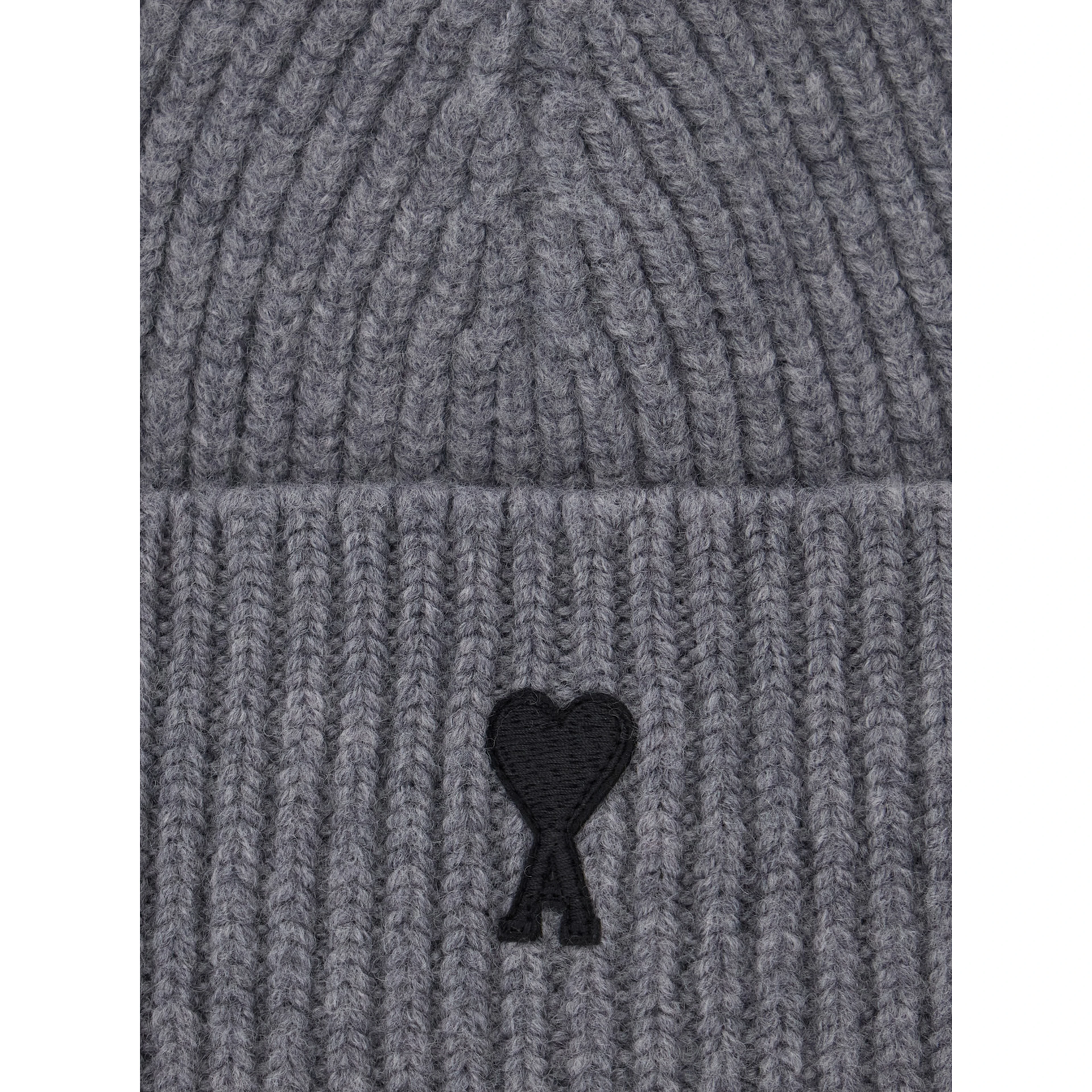 Beanie with AMI de Coeur logo and soft fabric in gray unisex