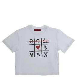 T-shirt with round neck and short sleeves in White Cotton Girl