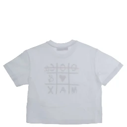 T-shirt with round neck and short sleeves in White Cotton Girl