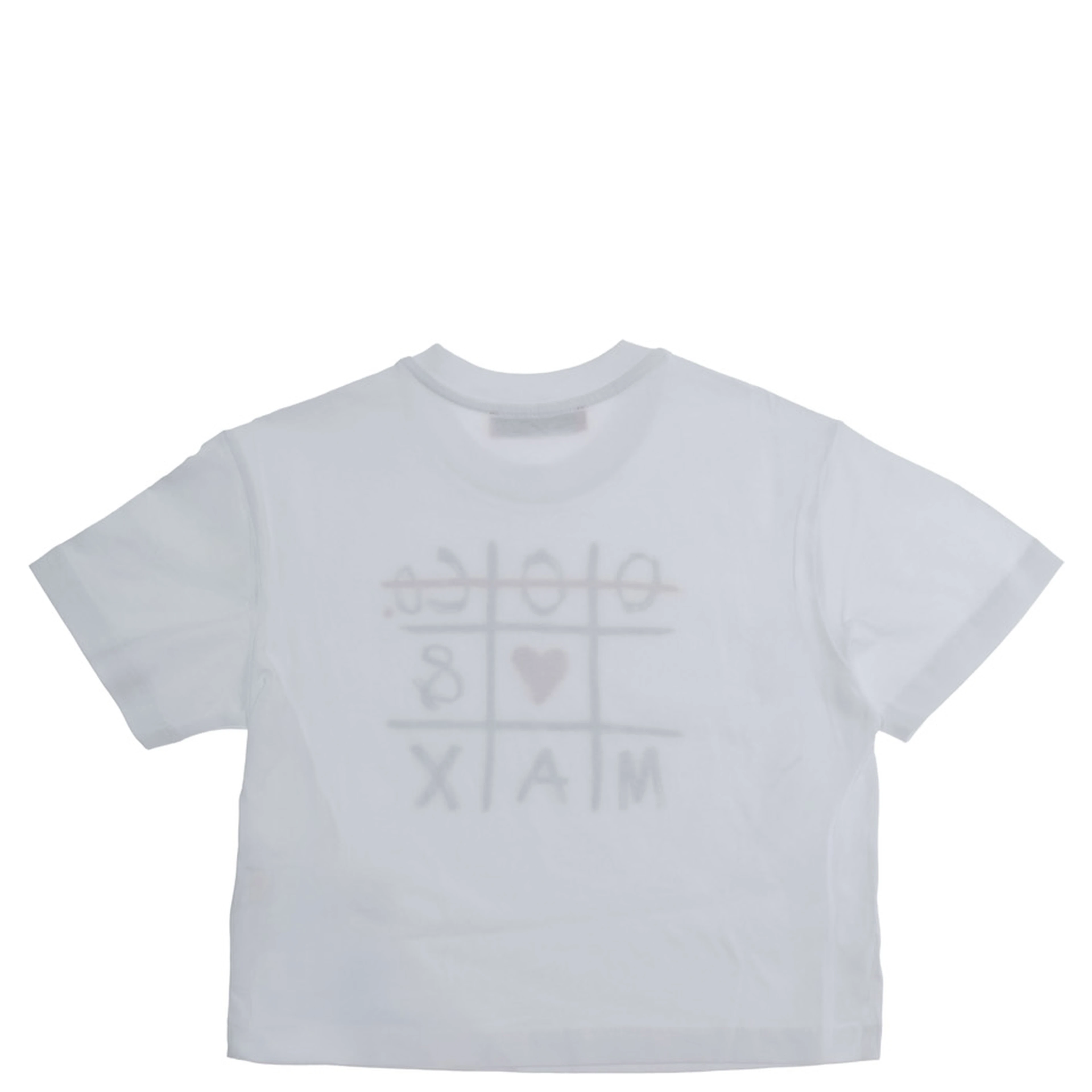 T-shirt with round neck and short sleeves in White Cotton Girl