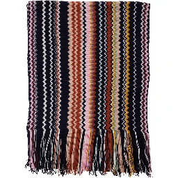 Multicolored scarf with zigzag motif in Tech Fabric and woman
