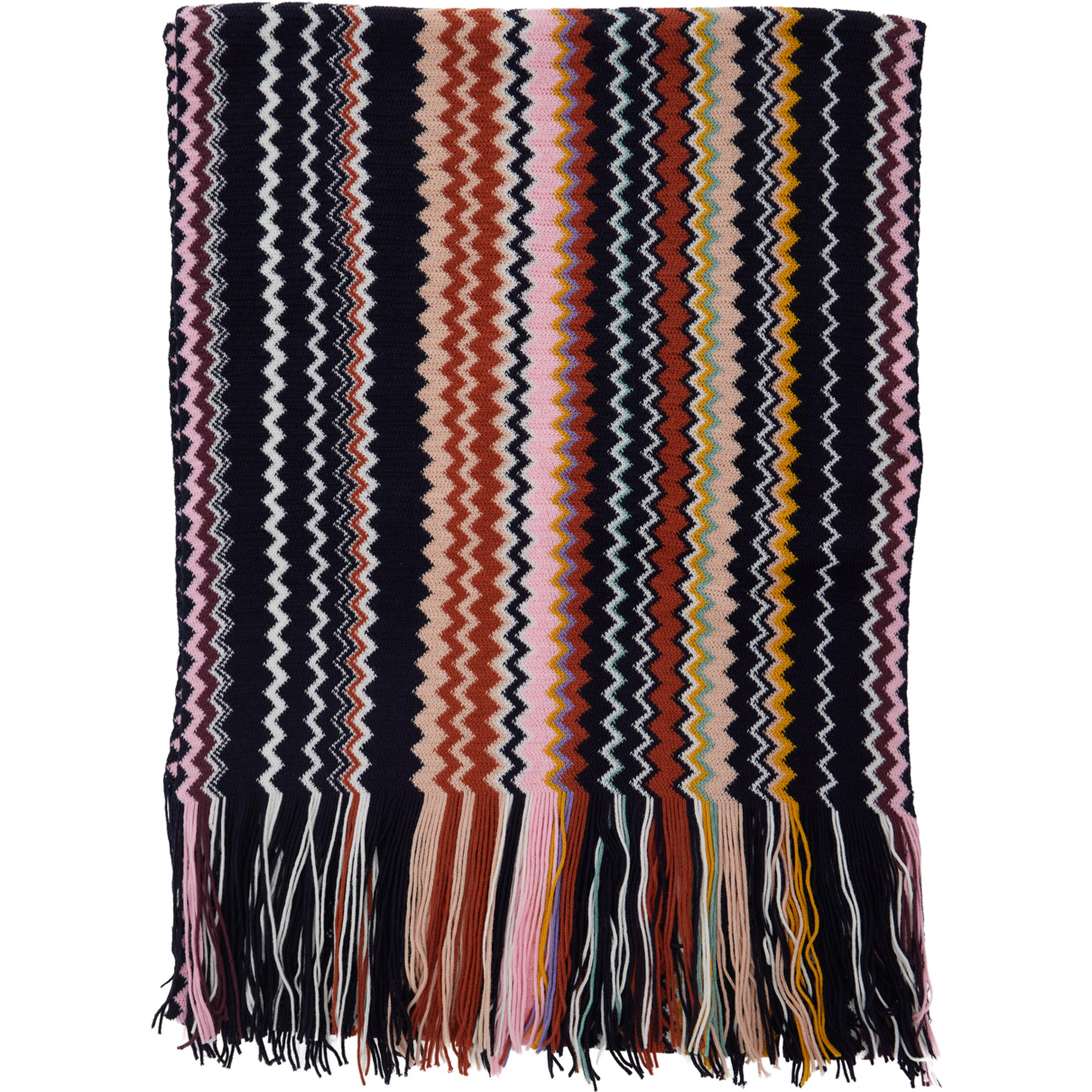 Multicolored scarf with zigzag motif in Tech Fabric and woman