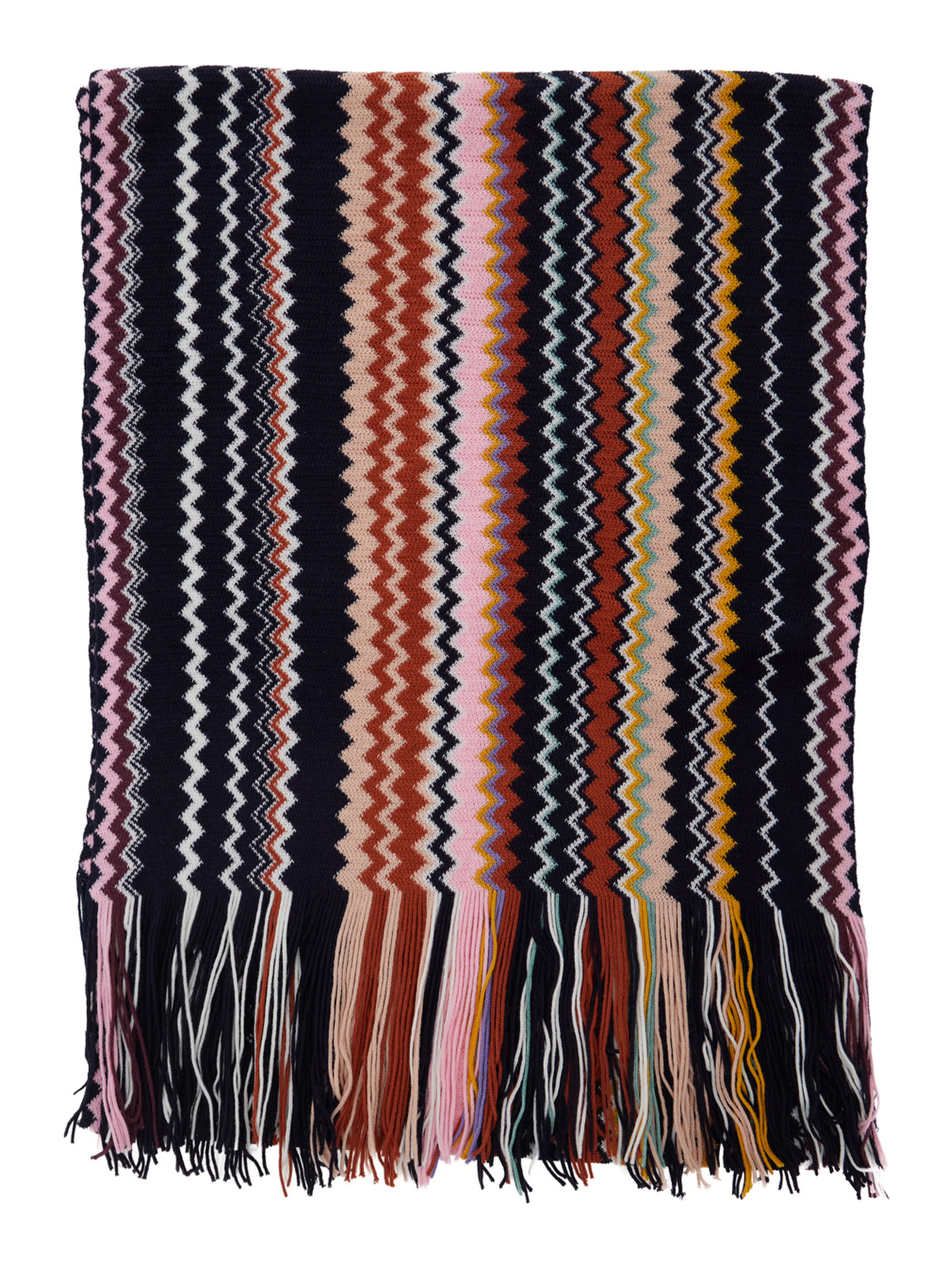 Multicolored scarf with zigzag motif in Tech Fabric and woman