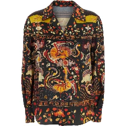 CURRENT cardigan pajama with dragon and phoenix print in multicolored silk and spandex for women