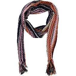 Multicolored scarf with zigzag motif in Tech Fabric and woman