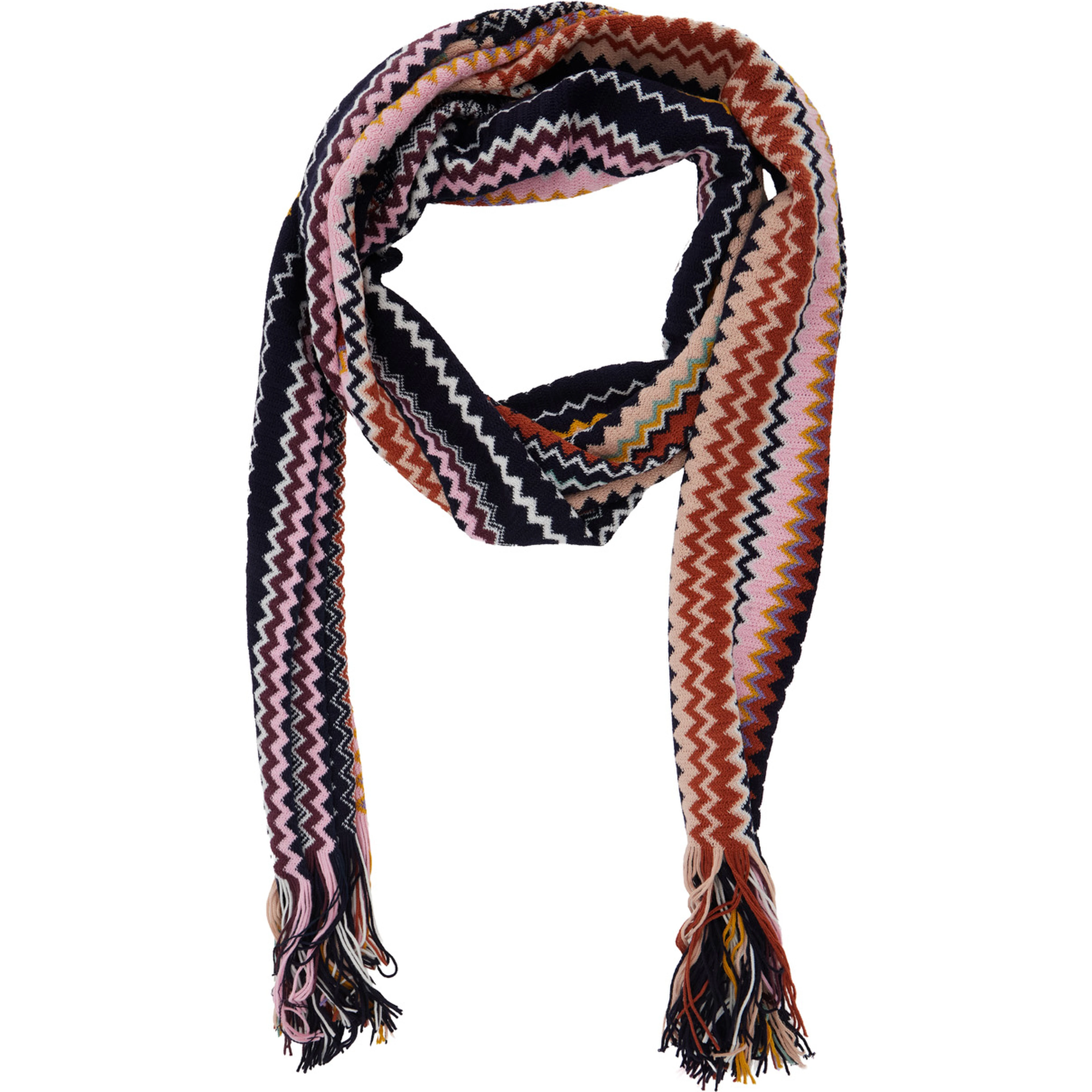 Multicolored scarf with zigzag motif in Tech Fabric and woman