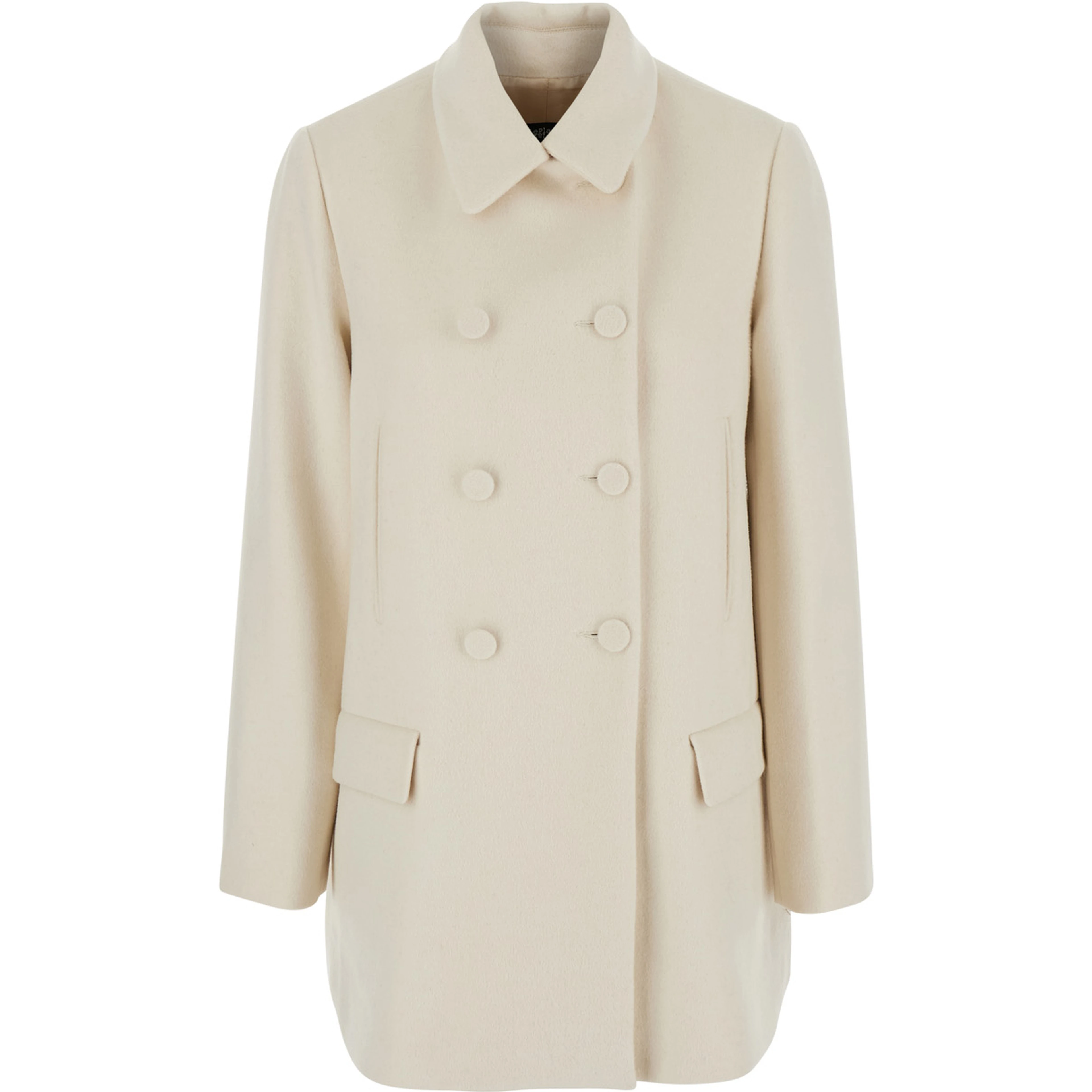 Double-breasted coat in white tech fabric for women