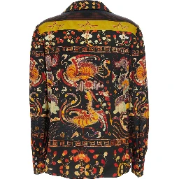 CURRENT cardigan pajama with dragon and phoenix print in multicolored silk and spandex for women