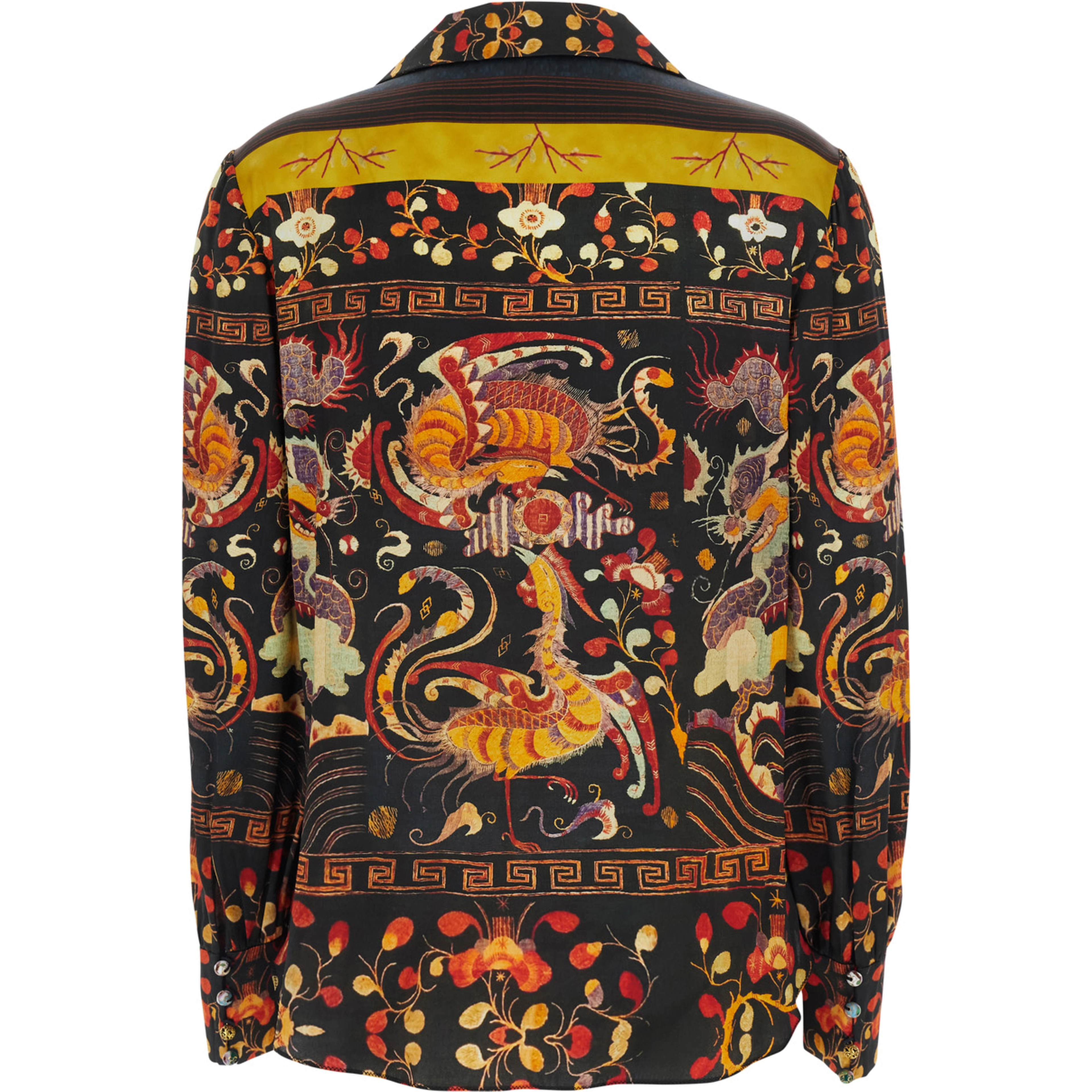 CURRENT cardigan pajama with dragon and phoenix print in multicolored silk and spandex for women