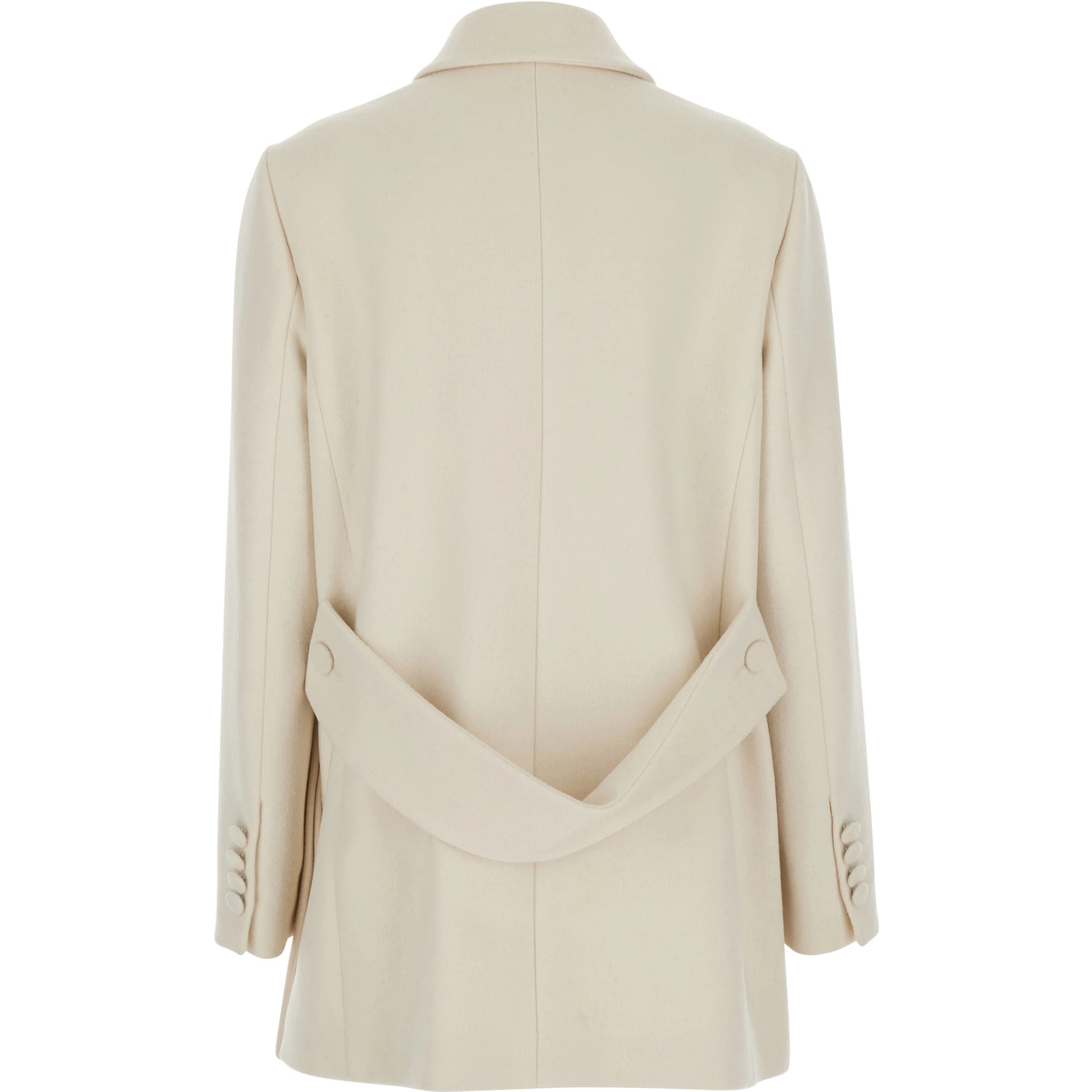 Double-breasted coat in white tech fabric for women